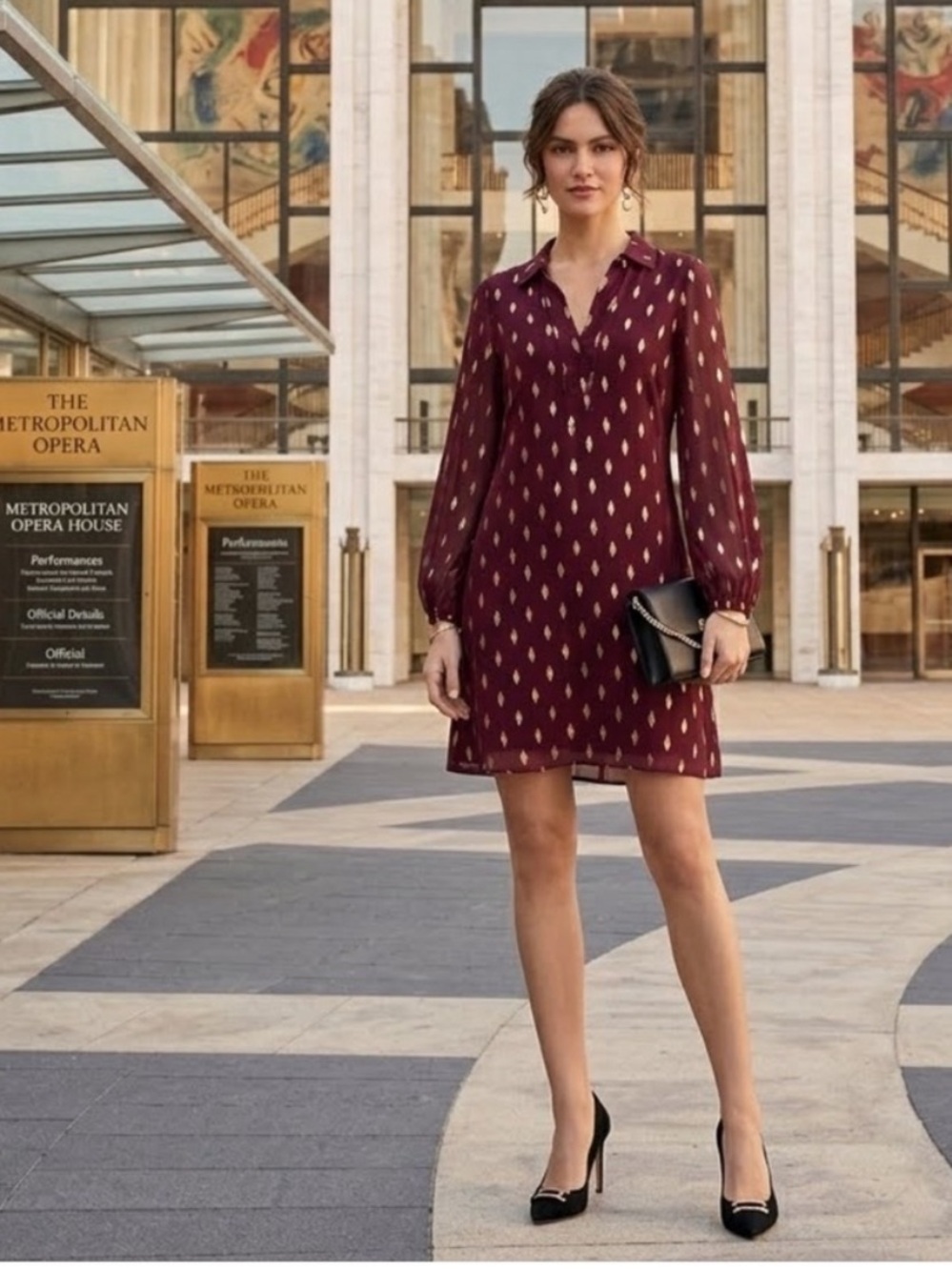 Lilly Pulitzer Shea Silk Dress Cabernet Berry Gold Metallic Diamond Clip sz 12